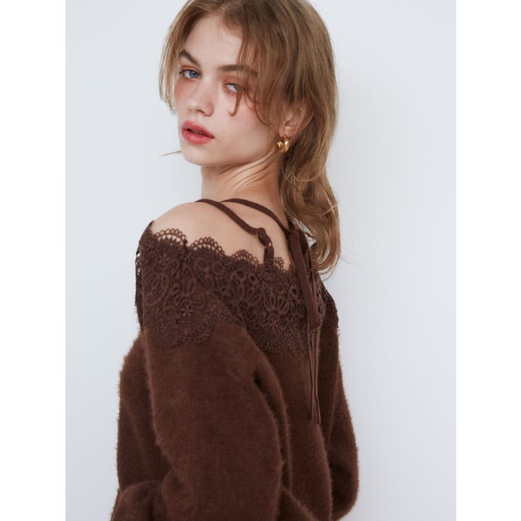 LACE 2WAY SHAGGY KNIT/レース2WAYシャギーニット[品番 LACE 2WAY SHAGGY KNIT/レース2WAYシャギーニット[品番