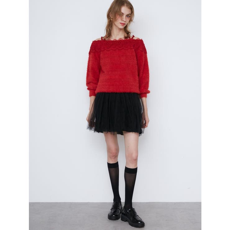 LACE 2WAY SHAGGY KNIT/レース2WAYシャギーニット[品番 LACE 2WAY SHAGGY KNIT/レース2WAYシャギーニット[品番