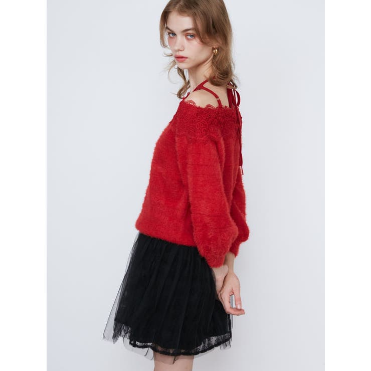 LACE 2WAY SHAGGY KNIT/レース2WAYシャギーニット[品番