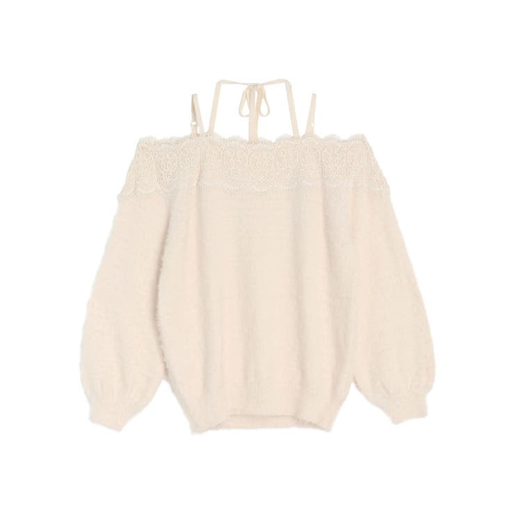 LACE 2WAY SHAGGY KNIT/レース2WAYシャギーニット[品番