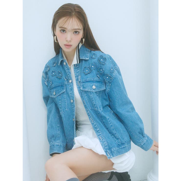 3D FLOWER DENIM BLOUSON/3Dフラワーデニムブルゾン[品番：MKSW0061764