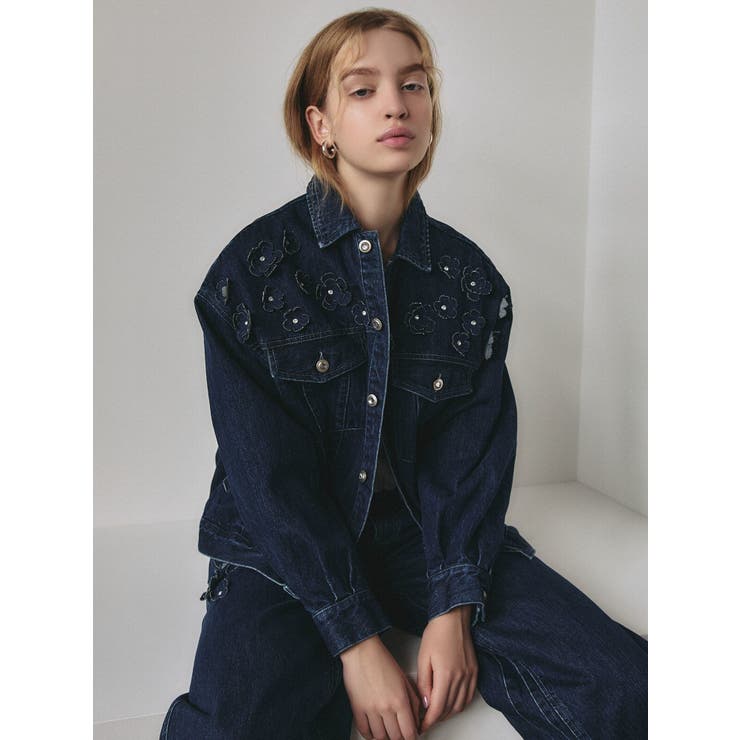 3D FLOWER DENIM BLOUSON/3Dフラワーデニムブルゾン[品番：MKSW0061764