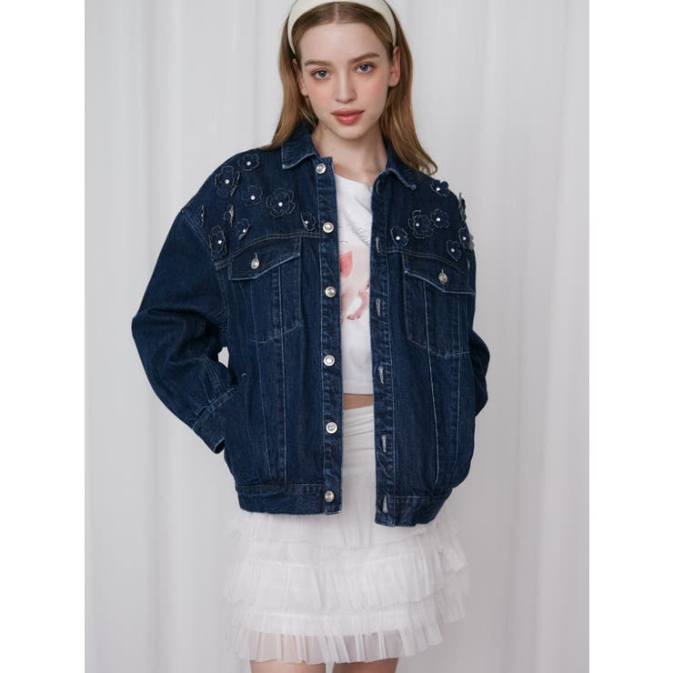 3D FLOWER DENIM BLOUSON/3Dフラワーデニムブルゾン[品番：MKSW0061764