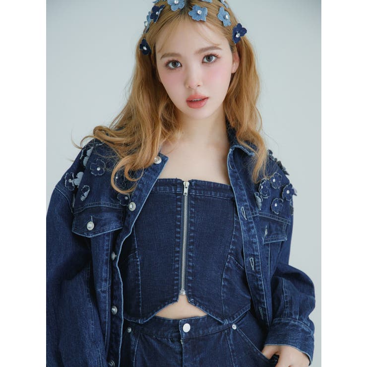 3D FLOWER DENIM BLOUSON/3Dフラワーデニムブルゾン（デニム