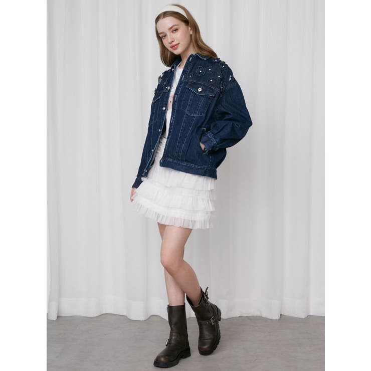 3D FLOWER DENIM BLOUSON/3Dフラワーデニムブルゾン[品番：MKSW0061764