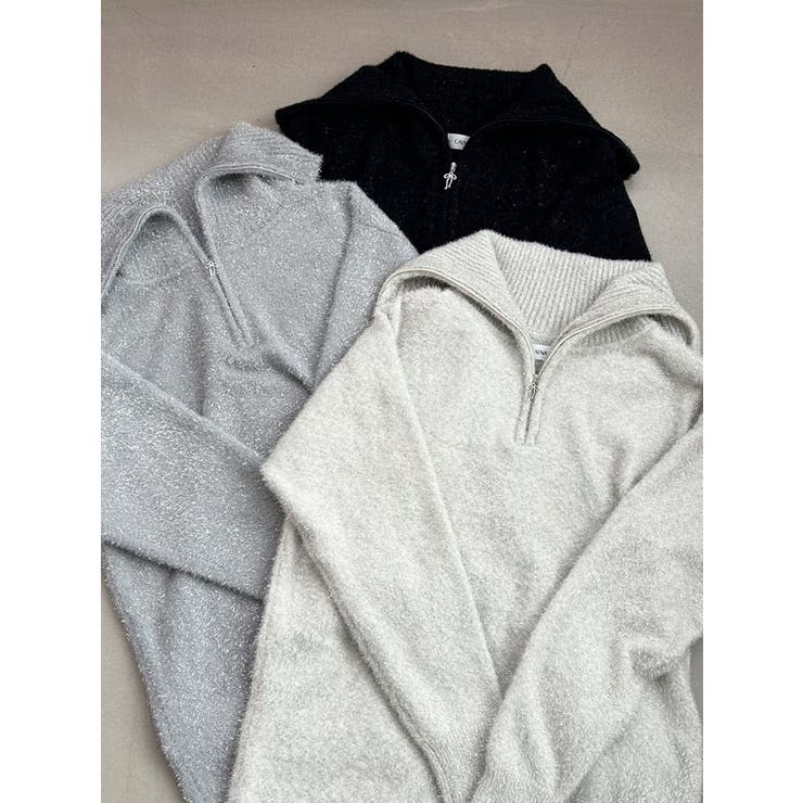 ブラック | TWINKLE SHAGGY KNIT | CALNAMUR