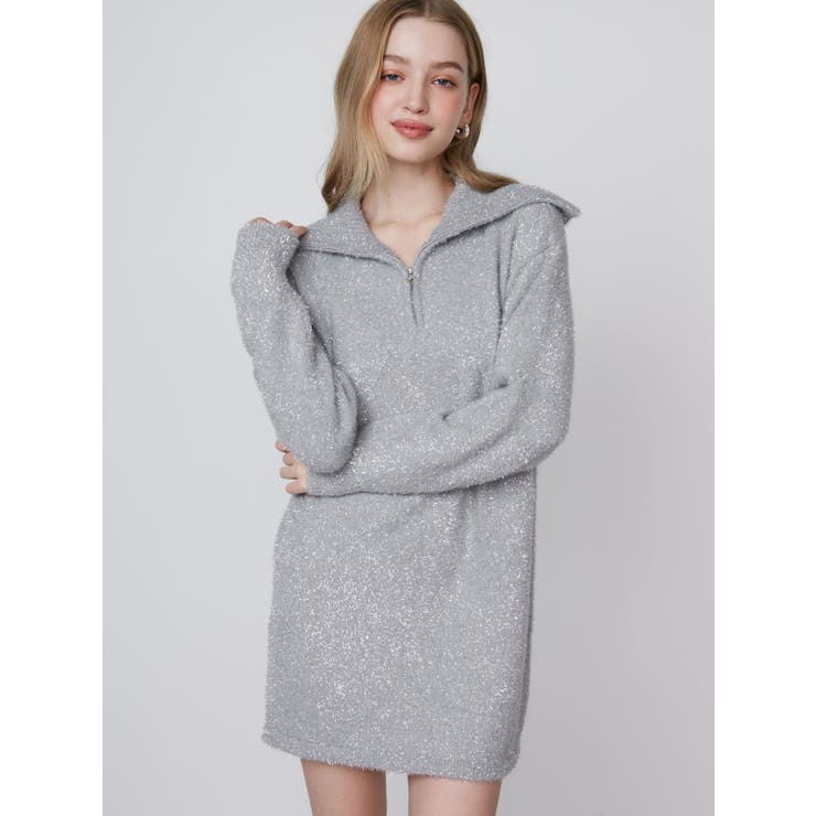 シルバー | TWINKLE SHAGGY KNIT | CALNAMUR