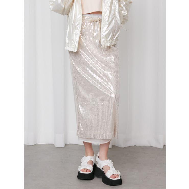 SPANGLE DRAWSTRINGS SK/スパンコールドロストスカート | CALNAMUR | 詳細画像1 