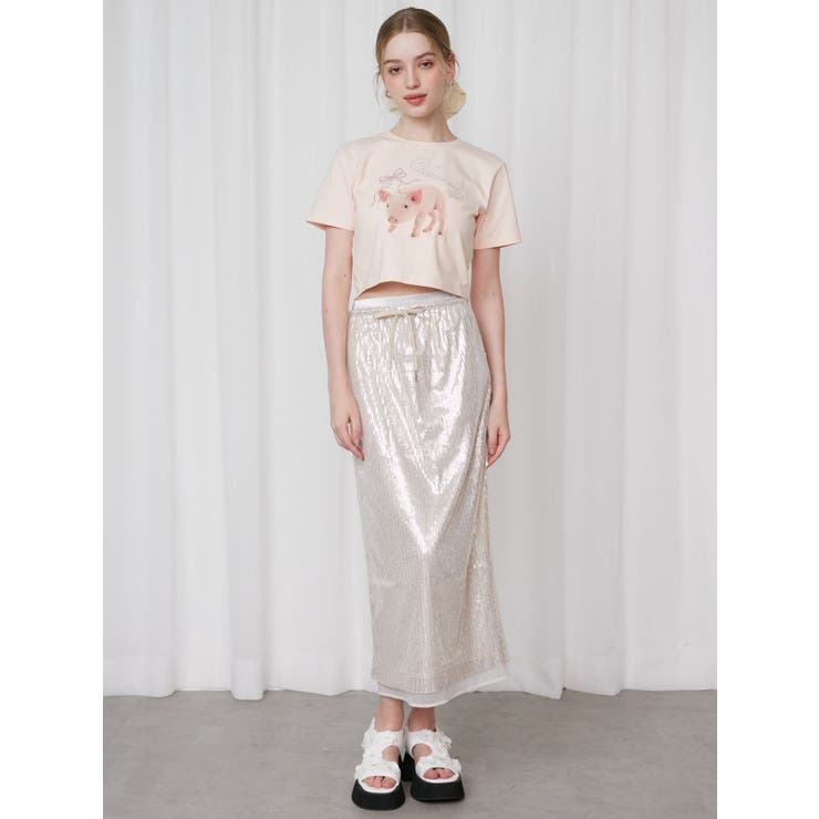 SPANGLE DRAWSTRINGS SK/スパンコールドロストスカート | CALNAMUR | 詳細画像6 