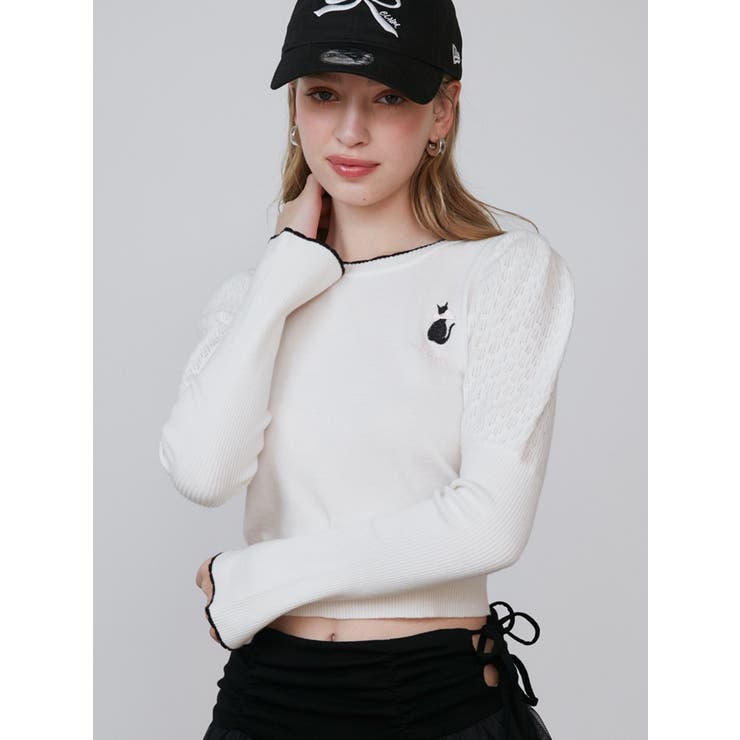 ホワイト | OPENWORK CAT KNIT/オープンワークキャットニット | CALNAMUR