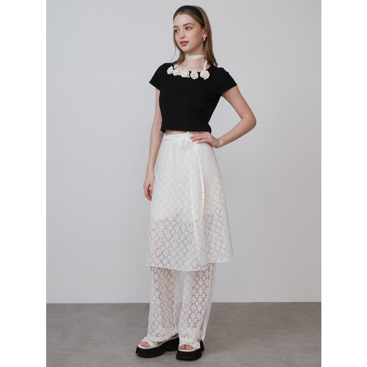 LACE LAYERED SKPT/レースレイヤードスカートパンツ | CALNAMUR | 詳細画像10 