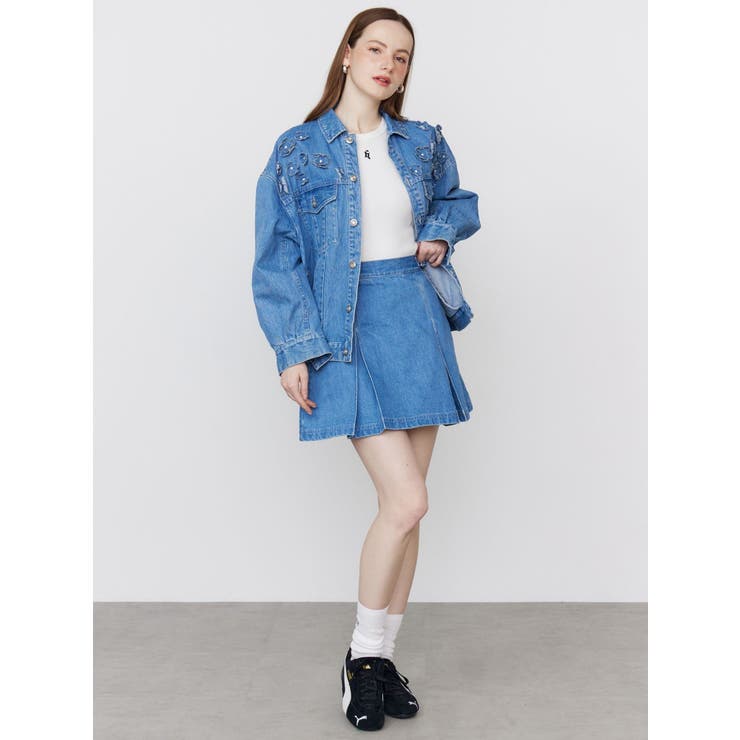 DENIM TUCK MINI SK/デニムタックミニスカート[品番