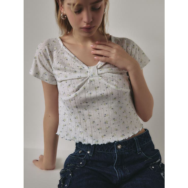 PETIT FLOWER RIBBON TSHIRTS/小花柄リボンTシャツ | CALNAMUR | 詳細画像3 