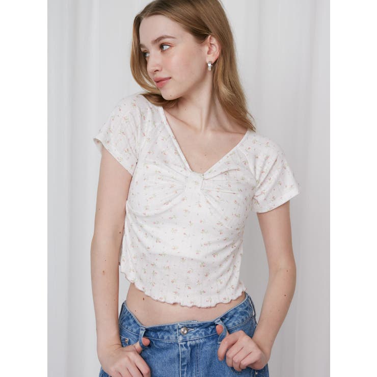 PETIT FLOWER RIBBON TSHIRTS/小花柄リボンTシャツ | CALNAMUR | 詳細画像4 