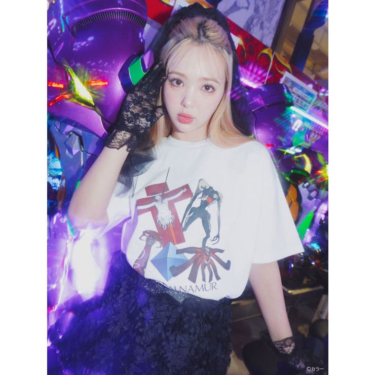 CALNAMUR エヴァンゲリオンコラボ　使徒ちょっと集合Tシャツ　ホワイトF エヴァンゲリオンコラボ】使徒ちょっと集合 TEE[品番