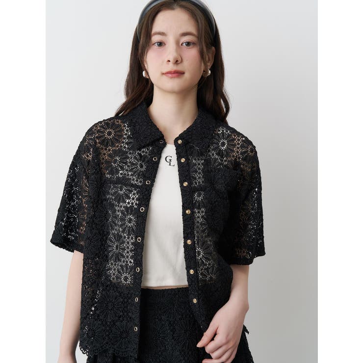 ブラック | FLOWER LACE HALF | CALNAMUR