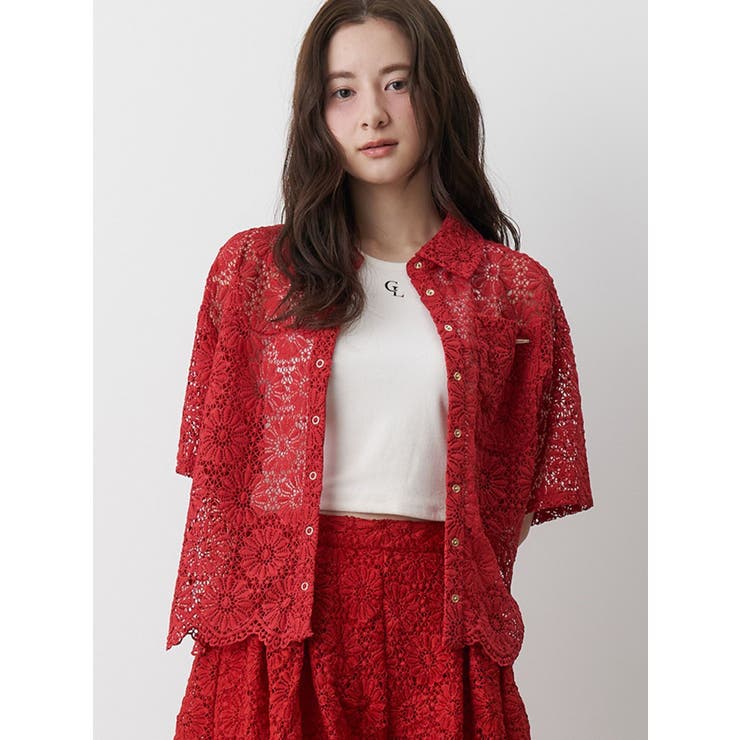 レッド | FLOWER LACE HALF | CALNAMUR