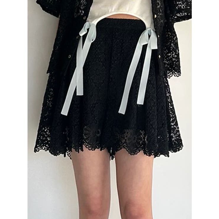 ブラック | FLOWER LACE CULOTTES/フラワーレースキュロット | CALNAMUR