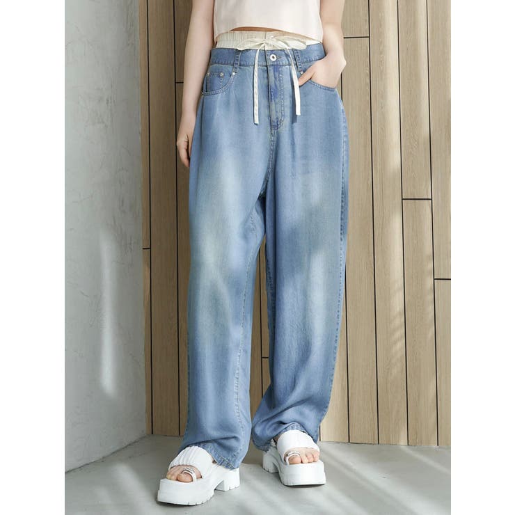 CALNAMUR LAYERED LOOSE DENIM/レイヤードルーズデニム LAYERED LOOSE DENIM/レイヤードルーズデニム[品番：MKSW0063337