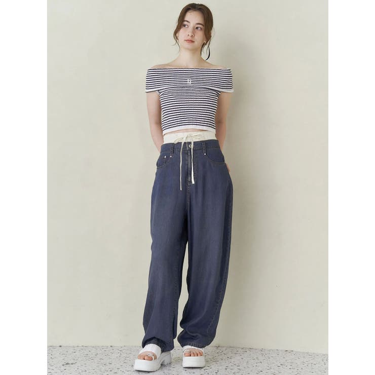 ☆新品☆カルナムール/CALNAMUR デニム風 セットアップ フリル付 org.jpg