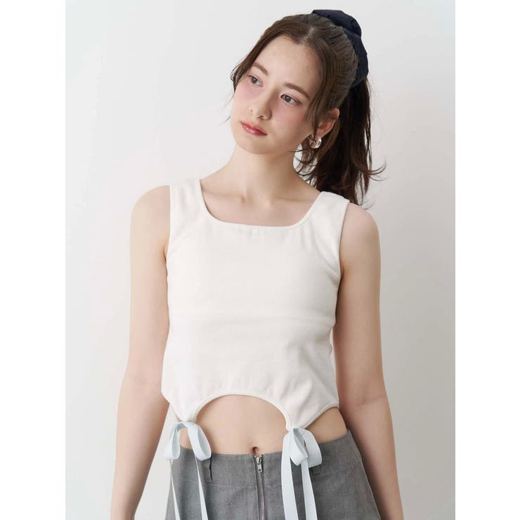 CALNAMUR カップインリボンタンクトップ CUP IN RIBBON TANK TOP/カップインリボンタンクトップ[品番