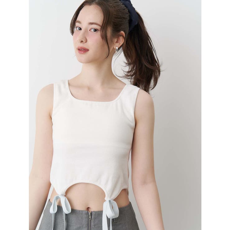 CALNAMUR カップインリボンタンクトップ セール】CUP IN RIBBON TANK TOP/カップインリボンタンクトップ