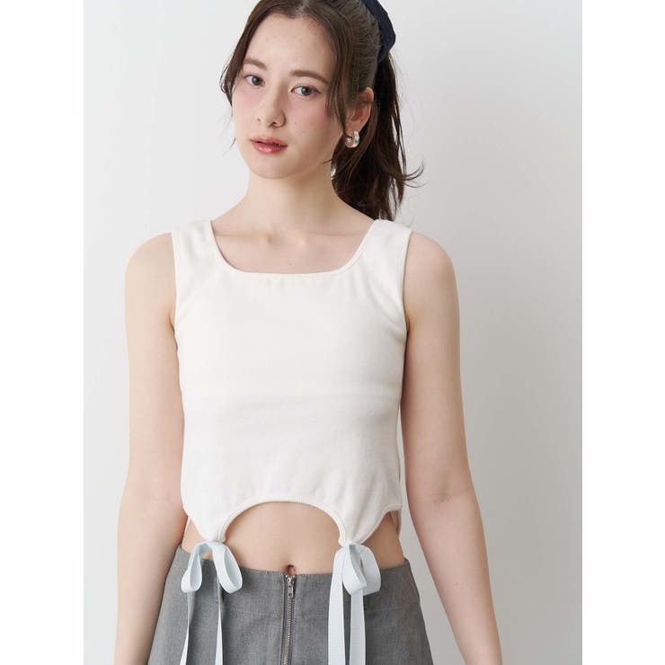 CALNAMUR カップインリボンタンクトップ セール】CUP IN RIBBON TANK TOP/カップインリボンタンクトップ