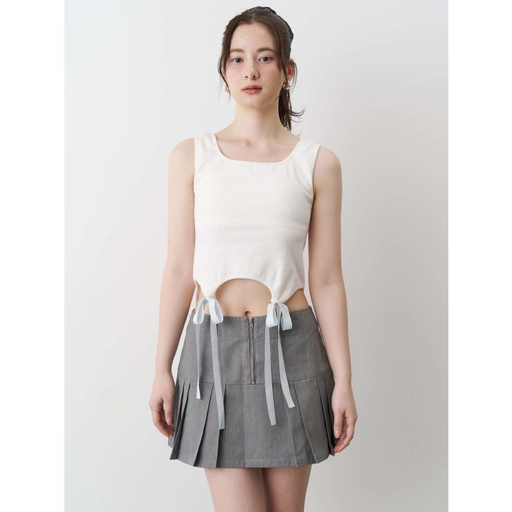 CALNAMUR カップインリボンタンクトップ セール】CUP IN RIBBON TANK TOP/カップインリボンタンクトップ