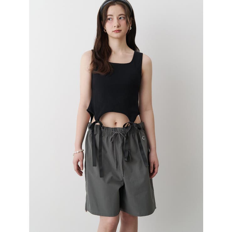 藤田ニコル CALNAMUR カップインリボンタンクトップ 黒 CUP IN RIBBON TANK TOP/カップインリボンタンクトップ[品番