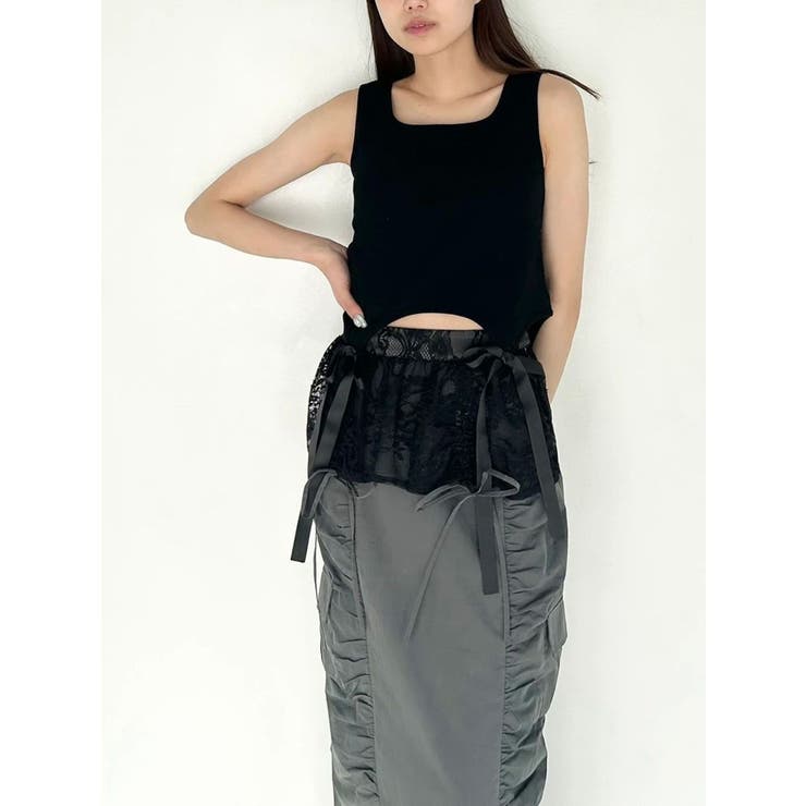 CALNAMUR カップインリボンタンクトップ セール】CUP IN RIBBON TANK TOP/カップインリボンタンクトップ
