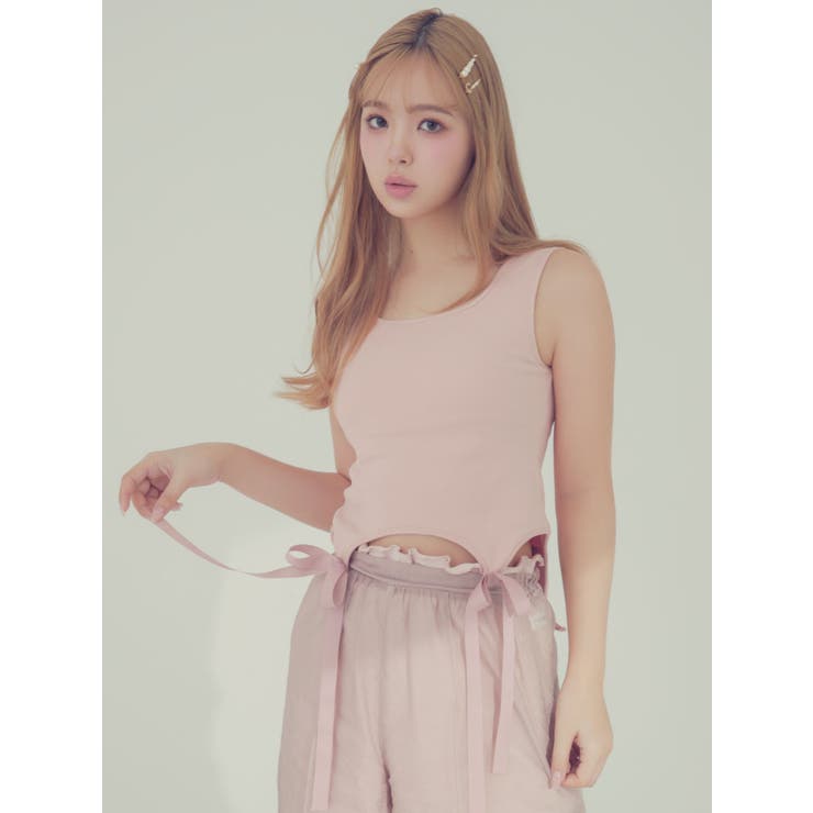 CALNAMUR カップインリボンタンクトップ セール】CUP IN RIBBON TANK TOP/カップインリボンタンクトップ