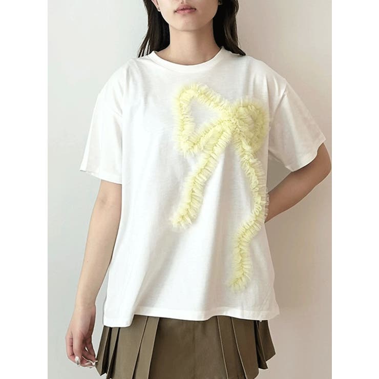 ホワイト | 3D RIBBON BIG TEE/3DリボンビッグTシャツ | CALNAMUR
