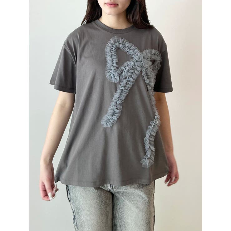 チャコールグレー | 3D RIBBON BIG TEE/3DリボンビッグTシャツ | CALNAMUR