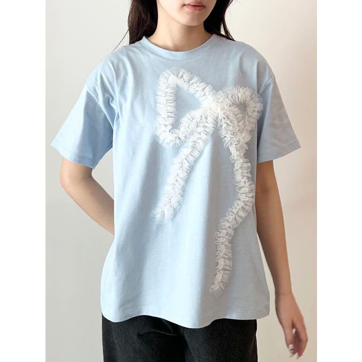 アイスブルー | 3D RIBBON BIG TEE/3DリボンビッグTシャツ | CALNAMUR