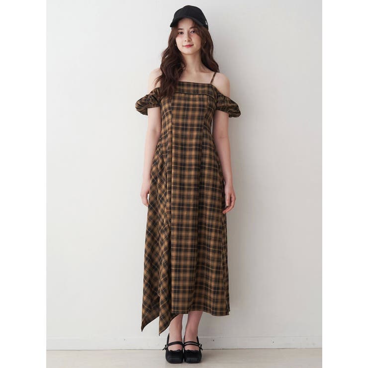 2WAYチェックロングワンピース[品番：MKSW0065528