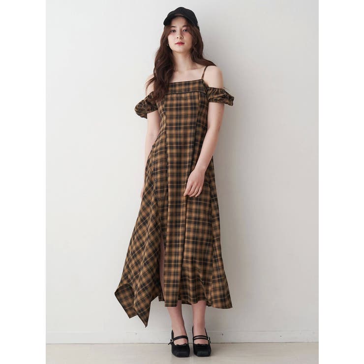 2WAYチェックロングワンピース[品番：MKSW0065528