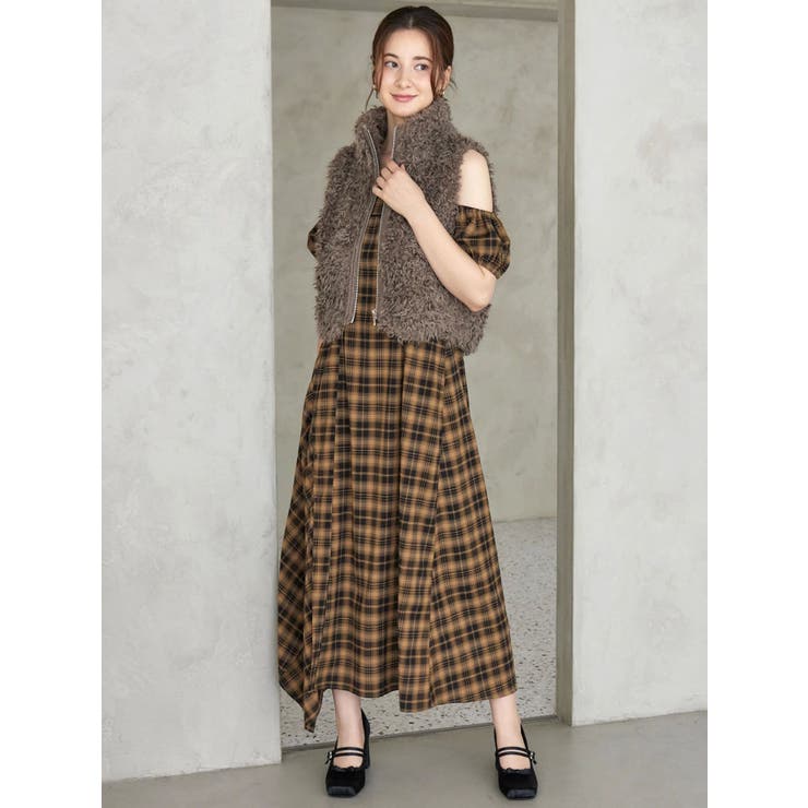 新品 CINEMATIQ 2way コート L ワンピース ロング チェック柄 新品 CINEMATIQ 2way コート L ワンピース ロング チェック柄