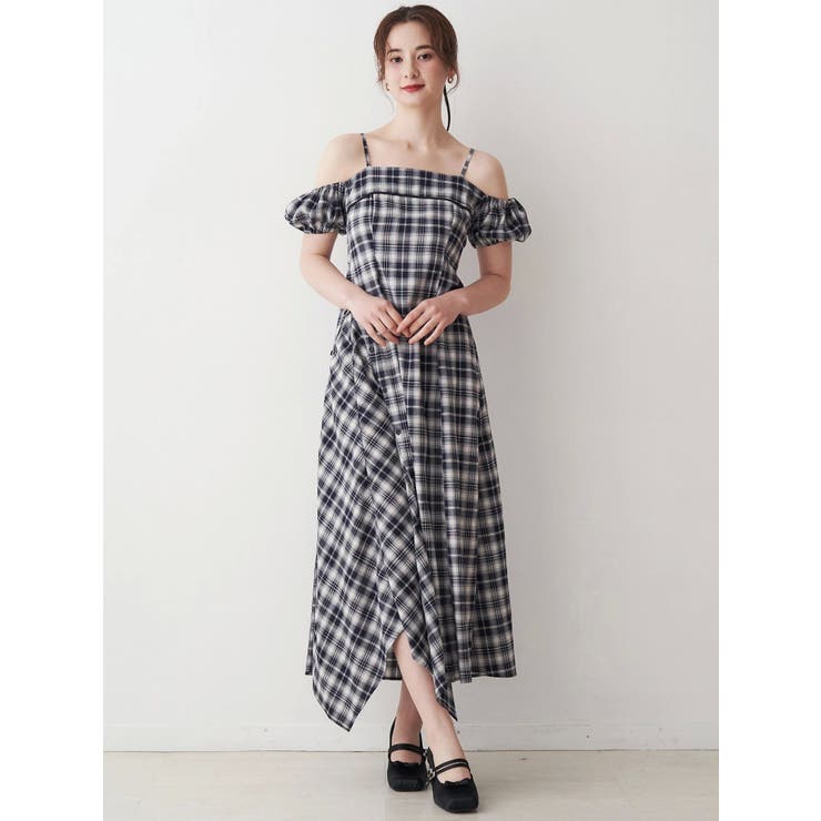 2WAYチェックロングワンピース[品番：MKSW0065528