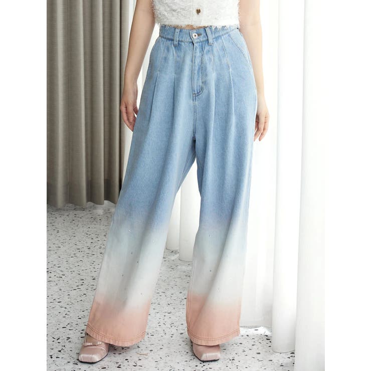 アイスブルー | グラデーションデニムパンツ | CALNAMUR