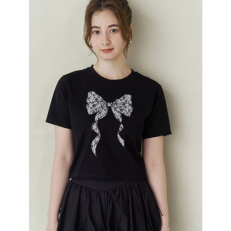 ブラック | RIBBON ASSORT TEE/リボンアソートTシャツ | CALNAMUR