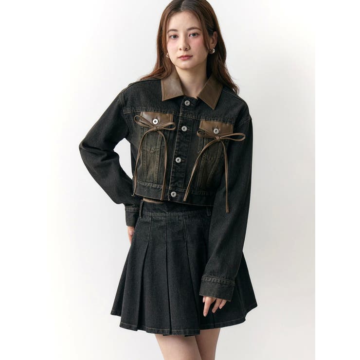 フェイクレザースウィッチングデニムジャケット | CALNAMUR | 詳細画像16 