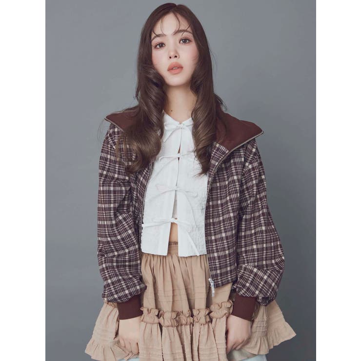 チェックニットソーブルゾン | CALNAMUR | 詳細画像2 