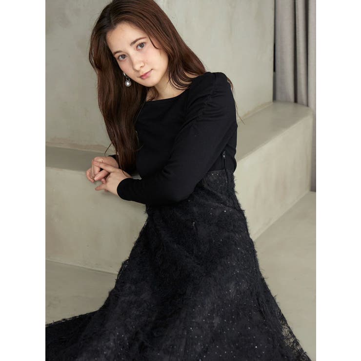 スリーブギャザードッキングワンピース[品番：MKSW0066678]｜CALNAMUR