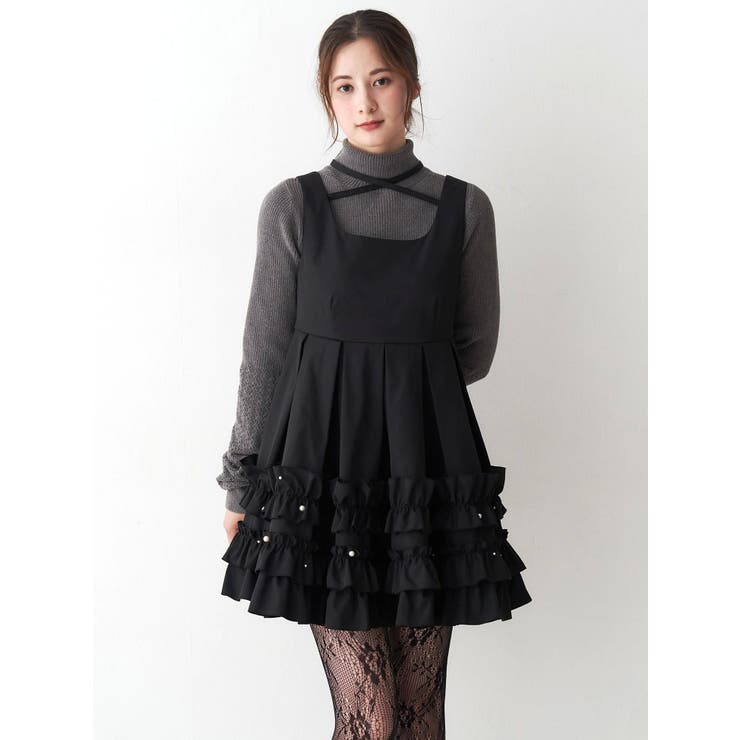 ミニフリルノースリーブワンピース[品番：MKSW0066984]｜CALNAMUR