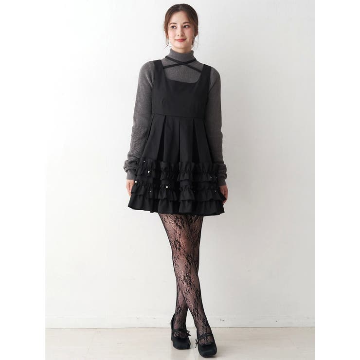 ミニフリルノースリーブワンピース[品番：MKSW0066984]｜CALNAMUR