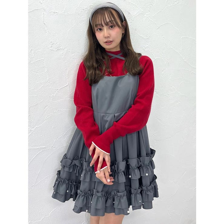 ミニフリルノースリーブワンピース[品番：MKSW0066984]｜CALNAMUR