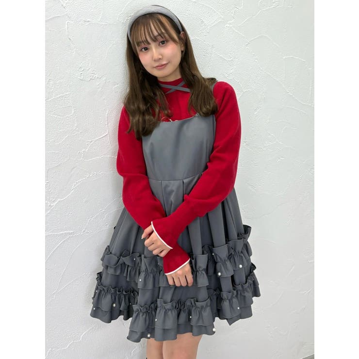 ミニフリルノースリーブワンピース[品番：MKSW0066984]｜CALNAMUR