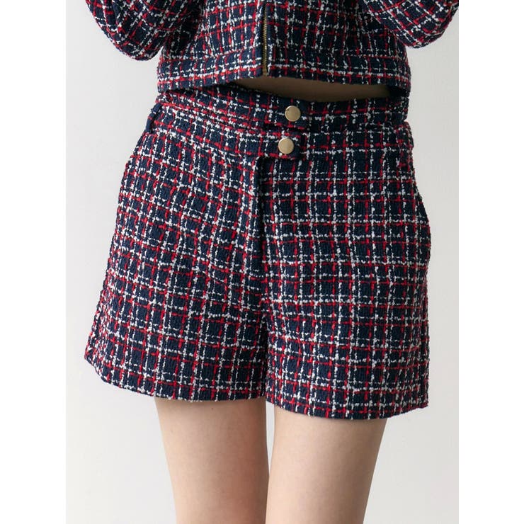 ダークミックス | クラシカルツイードレイヤードライクミニマルショーツ | CALNAMUR