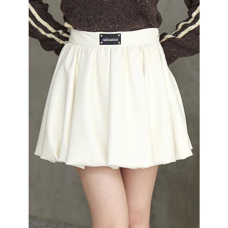 フェイクレザーバルーンミニスカート[品番：MKSW0065038]｜CALNAMUR