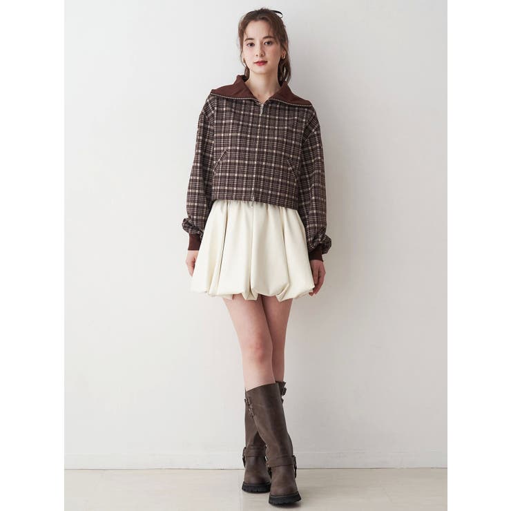 フェイクレザーバルーンミニスカート[品番：MKSW0065038]｜CALNAMUR